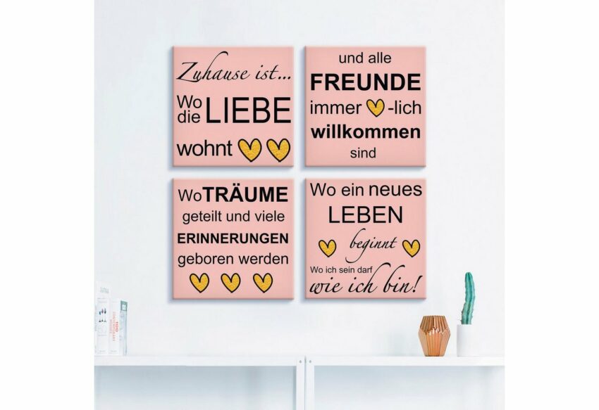 Artland Leinwandbild »Wo die Liebe wohnt«, Sprüche & Texte (4 Stück)-Bilder-Ideen für dein Zuhause von Home Trends