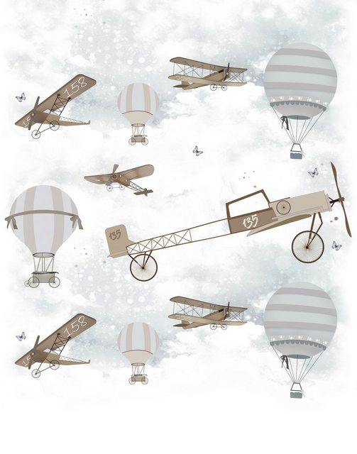 Marburg Kindertapete, (1 St), Flugzeug, Heißluftballon, gut lichtbeständig, hochwaschbeständig-Tapeten-Inspirationen
