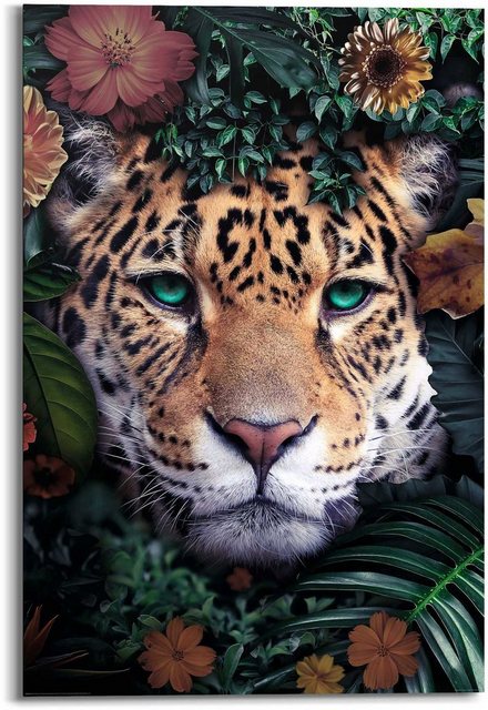 Reinders! Wandbild »Wandbild Leopard Blumenkranz - Jungle - Farbenfroh«, Leopard (1 Stück)-Bilder-Inspirationen