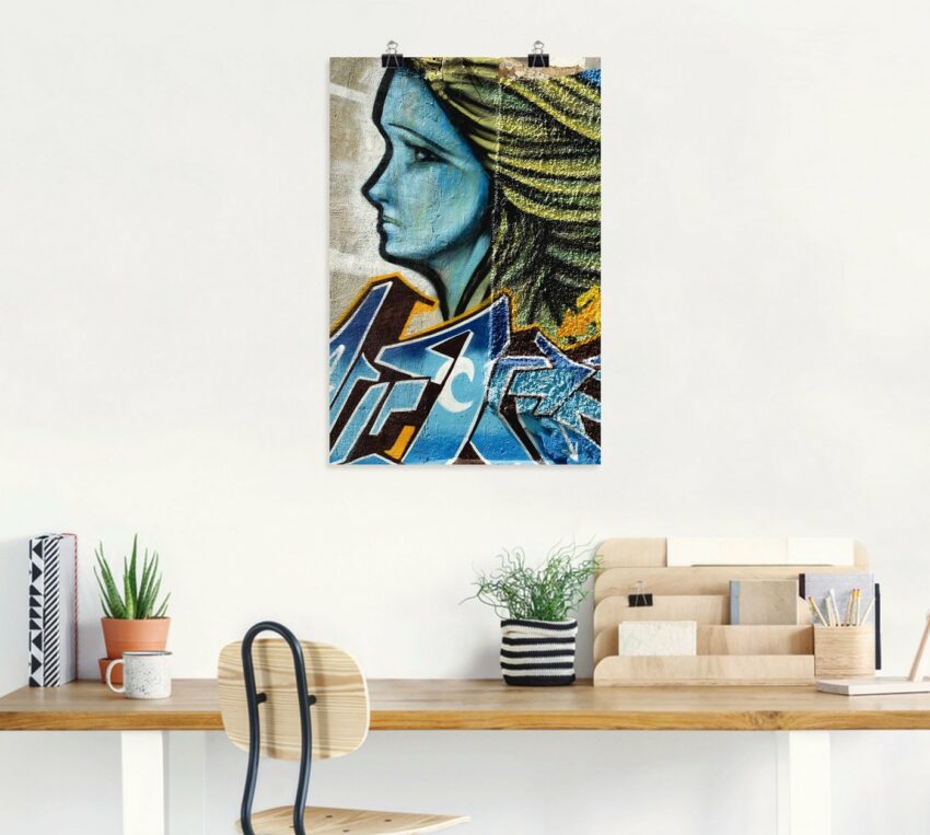Artland Wandbild »Graffiti - Frau in Blau«, klassische Fantasie (1 Stück), in vielen Größen & Produktarten - Alubild / Outdoorbild für den Außenbereich, Leinwandbild, Poster, Wandaufkleber / Wandtattoo auch für Badezimmer geeignet-Bilder-Ideen für dein Zuhause von Home Trends