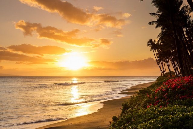 Papermoon Fototapete »Tropical Sunset Kaanapali Beach«, glatt-Tapeten-Inspirationen