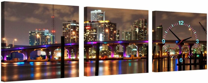 Conni Oberkircher´s Bild »Blue and Violet - Skyline bei Nacht«, Städte (Set), auf kunstvollem Leinwanddruck, Metropole,Nachtleben-Bilder-Ideen für dein Zuhause von Home Trends
