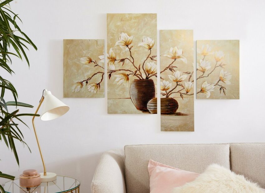 DELAVITA Bild »RUMIN / Vase mit Magnolien«, (4 Stück)-Bilder-Ideen für dein Zuhause von Home Trends