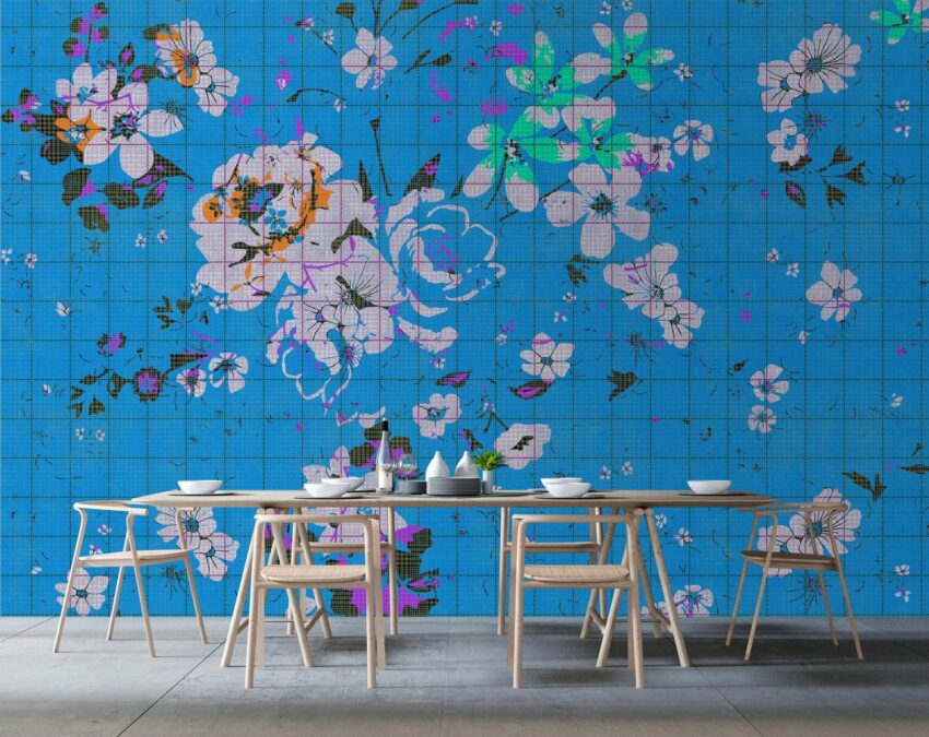 living walls Fototapete »Walls by Patel Flower Plaid 3«, glatt, (4 St)-Tapeten-Ideen für dein Zuhause von Home Trends