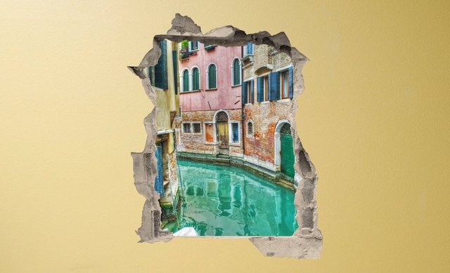 Conni Oberkircher´s Wandsticker »3 D Sticker Beton Venice Alley - Venedig«, Wasserstrasse, Urlaub, Italien, Adria-Wandtattoos-Inspirationen