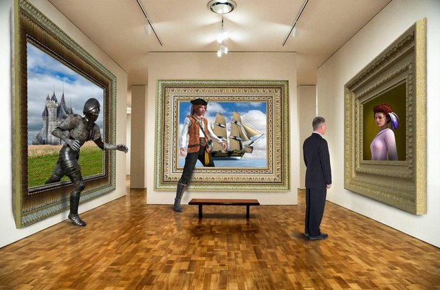 Papermoon Fototapete »Surreale Kunstgalerie«, samtig, Vliestapete, hochwertiger Digitaldruck, inklusive Kleister-Tapeten-Inspirationen