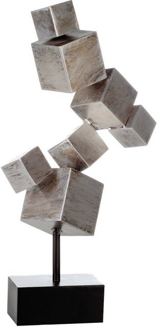 Casablanca by Gilde Dekoobjekt »Skulptur Cubes, antik silber« (1 Stück), Höhe 56 cm, aus Metall, Wohnzimmer-Deko-Objekte-Inspirationen