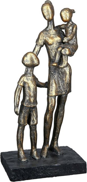 Casablanca by Gilde Dekofigur »Skulptur Mutter mit Kindern, bronzefarben« (1 Stück), Dekoobjekt, Höhe 26,5 cm, auf schwarzer Basis, antikfinish, Wohnzimmer-Figuren-Inspirationen