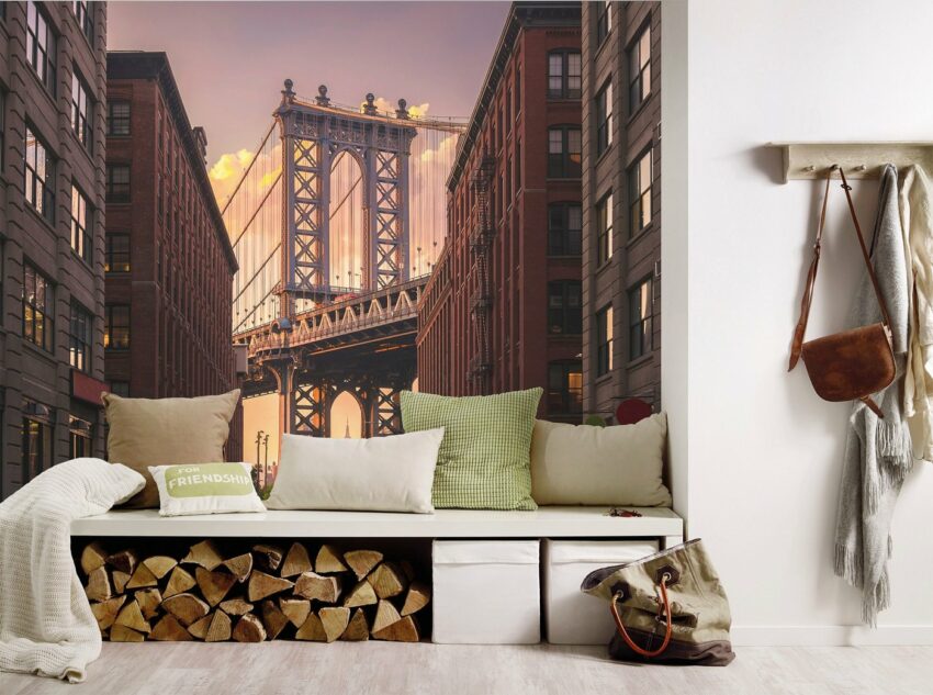 living walls Fototapete »Designwalls Brooklyn Bridge«, glatt, (5 St)-Tapeten-Ideen für dein Zuhause von Home Trends