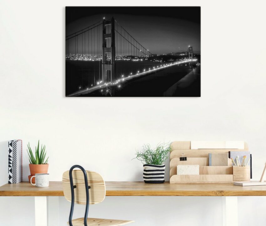 Artland Wandbild »Golden Gate Bridge am Abend«, San Francisco (1 Stück), in vielen Größen & Produktarten - Alubild / Outdoorbild für den Außenbereich, Leinwandbild, Poster, Wandaufkleber / Wandtattoo auch für Badezimmer geeignet-Bilder-Ideen für dein Zuhause von Home Trends