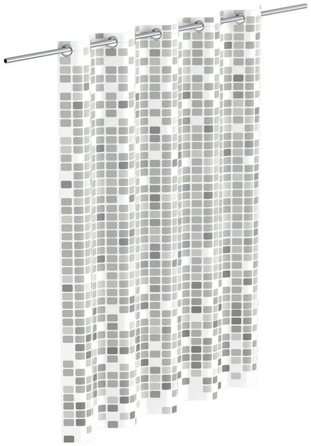 Eisl Duschvorhang »Mosaik GRAU« Breite 180 cm, waschbarer Antischimmel Textil Vorhang (Höhe 200 cm), blickdichter Vorhang auch für die Badewanne, graues Mosaik-Design-Duschvorhänge-Inspirationen