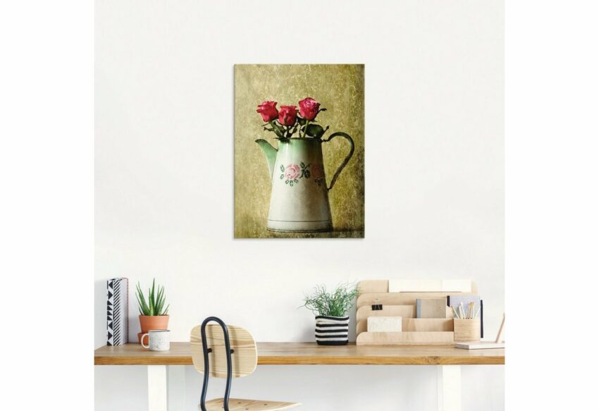 Artland Glasbild »Drei Rosen in einer alten Kanne«, Arrangements (1 Stück)-Bilder-Ideen für dein Zuhause von Home Trends