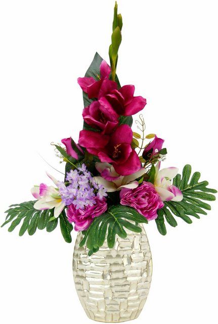 Kunstpflanze »Arrangement Gladiole / Rosen in Vase« Gladiole/Rosen, I.GE.A., Höhe 67 cm-Kunstpflanzen-Inspirationen