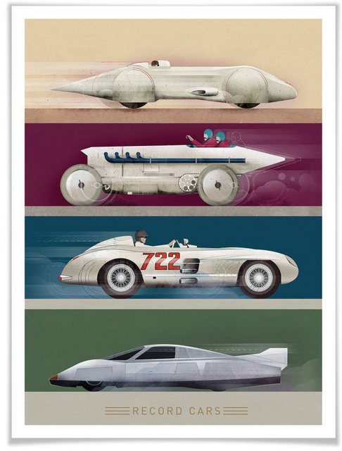 Wall-Art Poster »Record Cars«, Autos (1 Stück), Poster, Wandbild, Bild, Wandposter-Bilder-Inspirationen