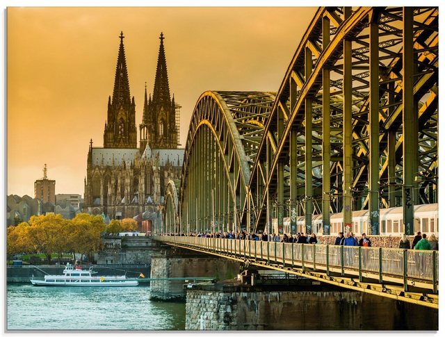 Artland Glasbild »Kölner Dom mit Hohenzollernbrücke«, Deutschland (1 Stück)-Bilder-Inspirationen