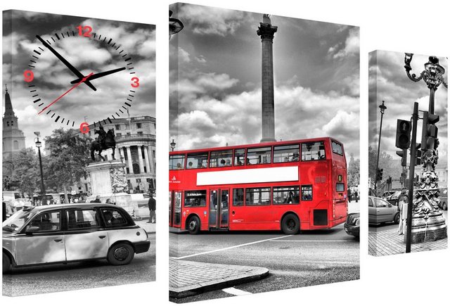 Conni Oberkircher´s Bild mit Uhr »London Bus«, London (Set), mit dekorativer Uhr, Städte, Urlaub, Reisen-Bilder-Inspirationen