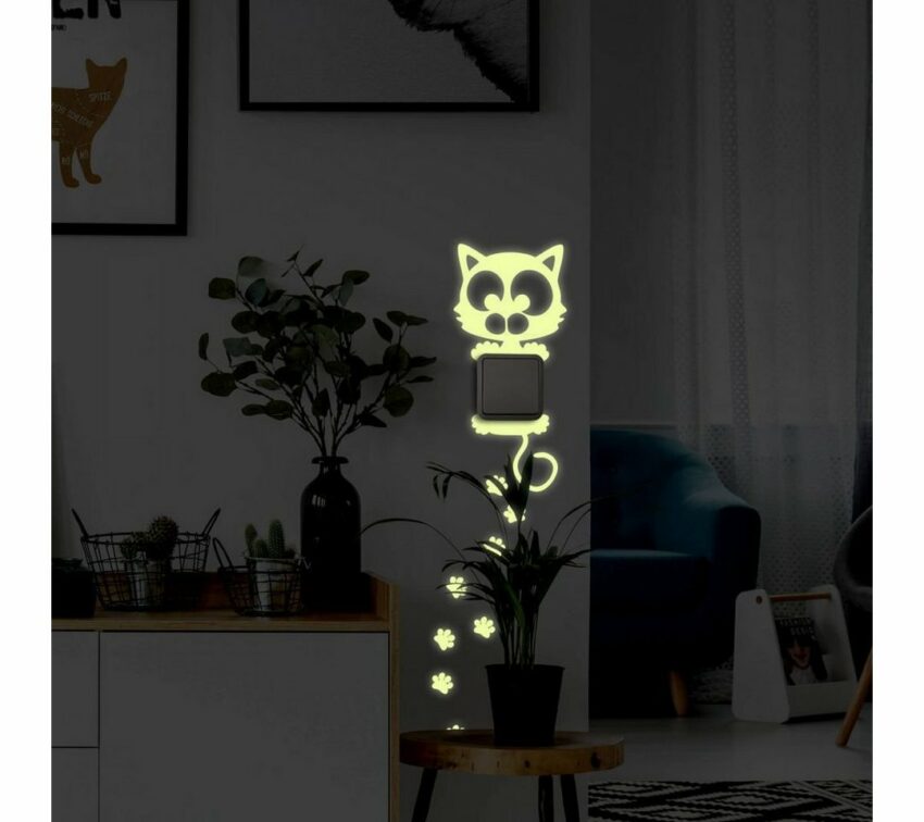 Wall-Art Wandtattoo »Lichtschalter Katze Leuchtsticker« (1 Stück)-Wandtattoos-Ideen für dein Zuhause von Home Trends