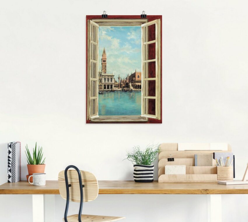 Artland Wandbild »Fenster mit Blick auf Venedig«, Fensterblick (1 Stück), in vielen Größen & Produktarten - Alubild / Outdoorbild für den Außenbereich, Leinwandbild, Poster, Wandaufkleber / Wandtattoo auch für Badezimmer geeignet-Bilder-Ideen für dein Zuhause von Home Trends