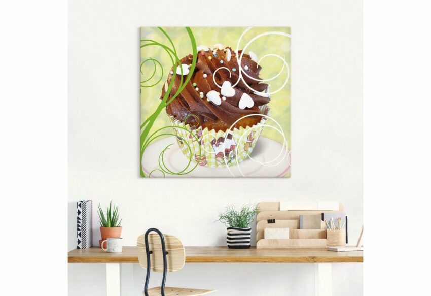 Artland Wandbild »Cupcake auf grün - Kuchen«, Süßspeisen (1 Stück), in vielen Größen & Produktarten - Alubild / Outdoorbild für den Außenbereich, Leinwandbild, Poster, Wandaufkleber / Wandtattoo auch für Badezimmer geeignet-Bilder-Ideen für dein Zuhause von Home Trends
