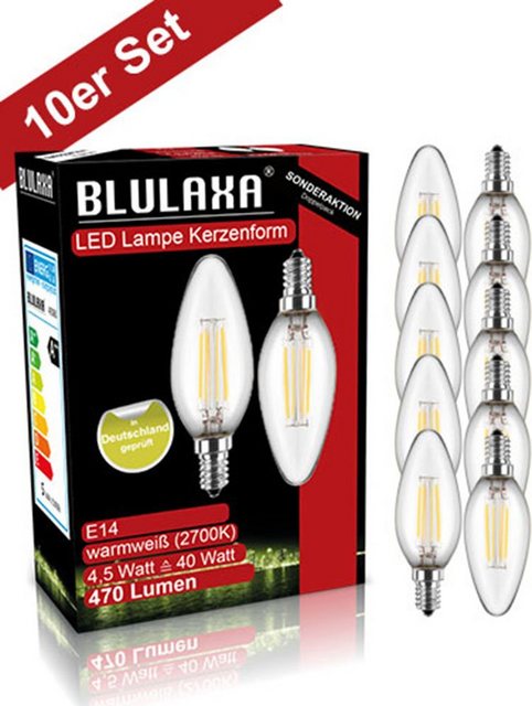 BLULAXA »Retro Multi« LED-Filament, E14, 10 Stück, Warmweiß, 10er-Set, Promotion-Pack Kerzenform, Filament, klar-Leuchtmittel-Inspirationen