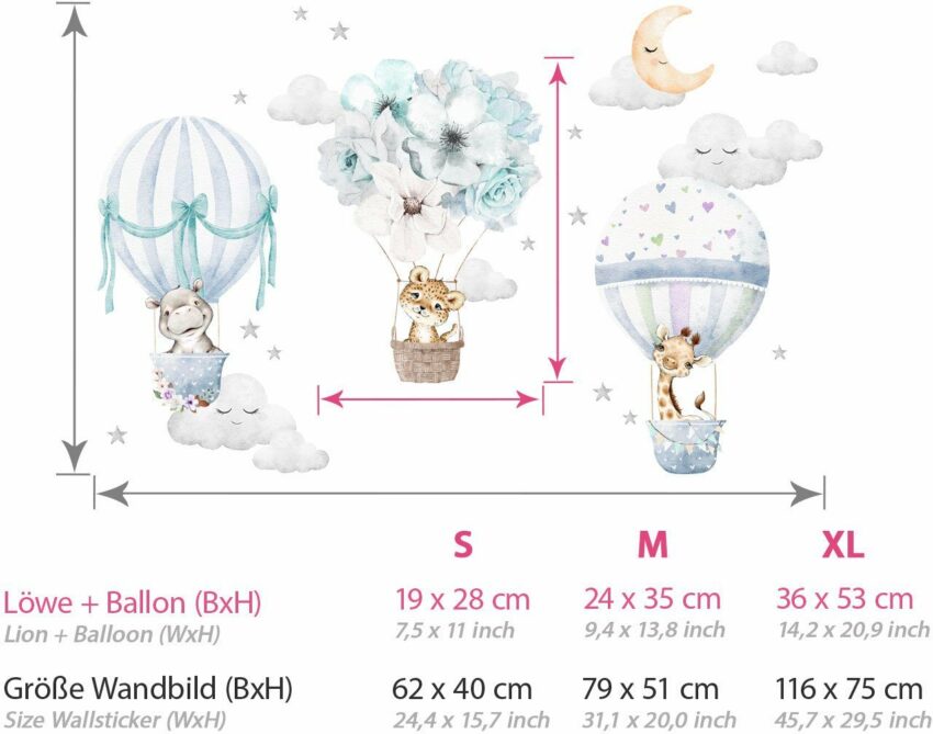 little DECO Wandtattoo »Little Deco Wandtattoo Tiere & Heißluftballons Blau«-Wandtattoos-Ideen für dein Zuhause von Home Trends
