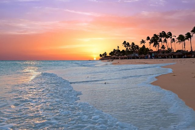 Papermoon Fototapete »Aruba Beach Sunset«, glatt-Tapeten-Inspirationen
