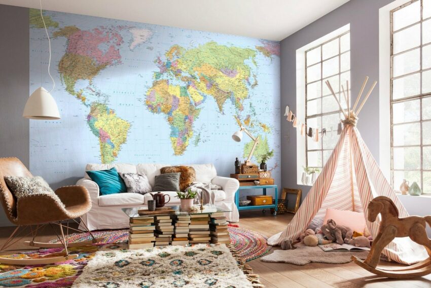 Komar Fototapete »World Map«, (4 St)-Tapeten-Ideen für dein Zuhause von Home Trends