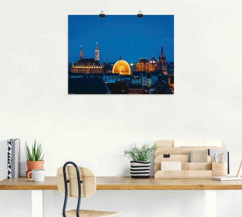 Artland Wandbild »Aachen im Dunkeln«, Deutschland (1 Stück), in vielen Größen & Produktarten - Alubild / Outdoorbild für den Außenbereich, Leinwandbild, Poster, Wandaufkleber / Wandtattoo auch für Badezimmer geeignet-Bilder-Ideen für dein Zuhause von Home Trends