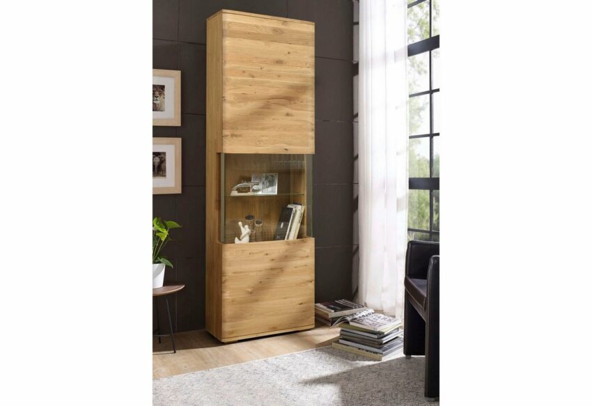 andas Vitrine »Milton« Tür und Seitenwand mit Glaseinsatz, aus massiven Eichenholz, mit einer Push-To-Open-, und einer Soft-Close-Funktion, Breite 60 cm-Schränke-Ideen für dein Zuhause von Home Trends