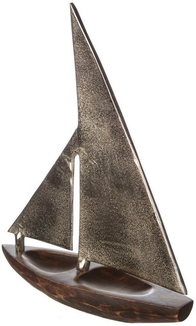 GILDE Dekoobjekt »Skulptur Segelboot Classic« (1 Stück), Höhe 53 cm, aus Metall und Holz, maritim, Wohnzimmer-Figuren-Inspirationen