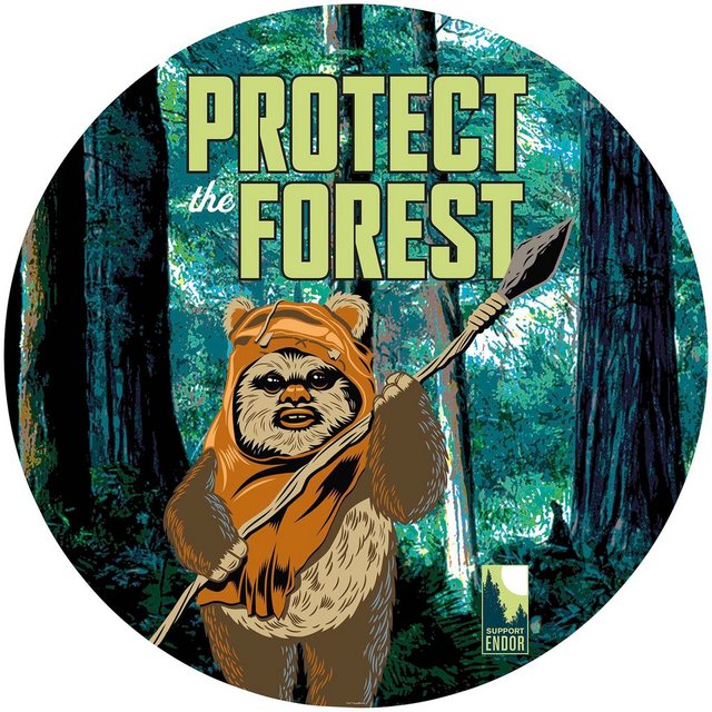 Komar Fototapete »Star Wars Protect the Forest«, glatt, bedruckt, Comic, Retro, mehrfarbig, BxH: 128x128 cm, selbstklebend-Tapeten-Inspirationen