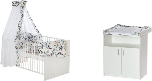 Schardt Babymöbel-Set »Sienna White II«, (Spar-Set), mit Kinderbett mit textiler Ausstattung und Wickelkommode mit Wickelauflage, Made in Germany-Babymöbel-Sets-Inspirationen