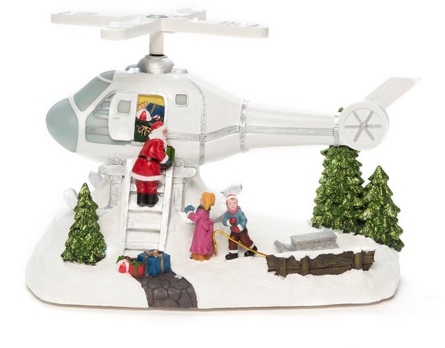 KONSTSMIDE LED-Dekofigur (1 Stück), LED Szenerie Helikopter mit Weihnachtsmann mit drehenden Rotorblättern-Figuren-Inspirationen
