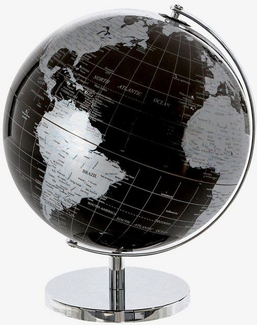 Casablanca by Gilde Dekoobjekt »Globus World, schwarz/silber« (1 Stück), in 2 Größen erhältlich (20 cm oder Ø 25 cm), Wohnzimmer-Deko-Objekte-Inspirationen