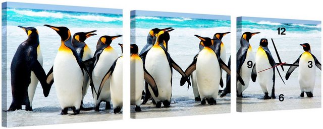 Conni Oberkircher´s Bild mit Uhr »Penguins - Pinguine«, Pinguine (Set), mit dekorativer Uhr, Wildtiere-Bilder-Inspirationen