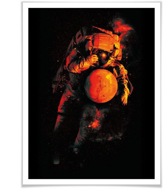 Wall-Art Poster »Astronaut Schwarz Mars Weltall«, Astronaut (1 Stück), Poster, Wandbild, Bild, Wandposter-Bilder-Inspirationen
