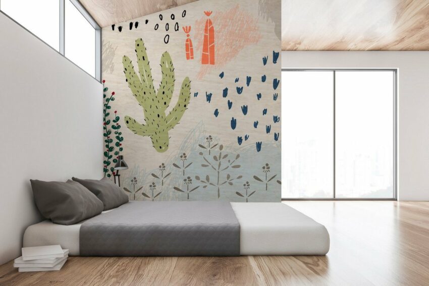 living walls Fototapete »Walls by Patel Crayon Garden 2«, glatt, (4 St)-Tapeten-Ideen für dein Zuhause von Home Trends