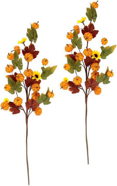 Kunstzweig »Herbstzweige«, I.GE.A., Höhe 65 cm, Mit Sonnenblumen, Kürbissen und Herbstlaub, 2er Set-Kunstpflanzen-Inspirationen