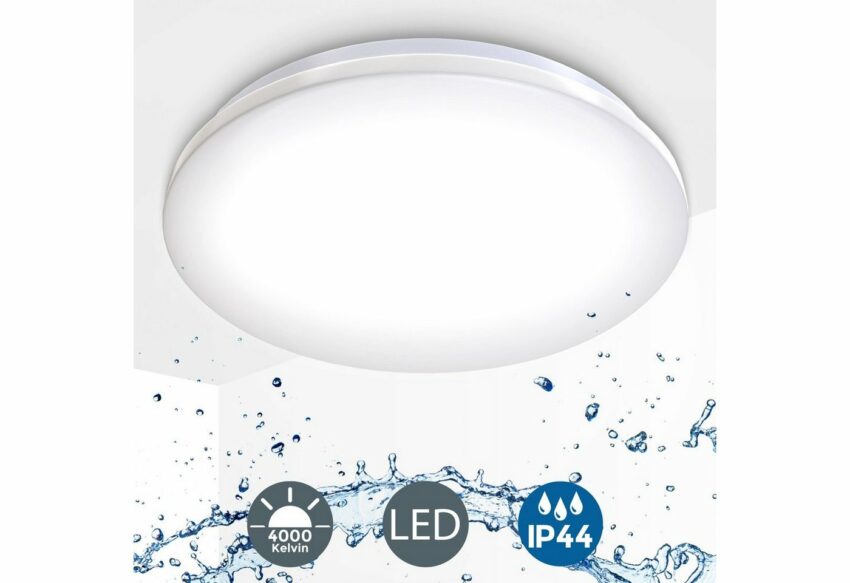 B.K.Licht LED Deckenleuchte, LED Deckenlampe Bad inkl. 12 Watt LED Modul 1200lm 4000K flach IP44 weiß-Lampen-Ideen für dein Zuhause von Home Trends