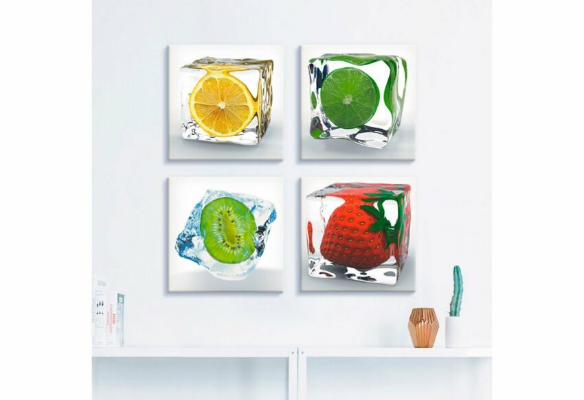 Artland Leinwandbild »Früchte im Eiswürfel«, Lebensmittel (4 Stück)-Bilder-Ideen für dein Zuhause von Home Trends