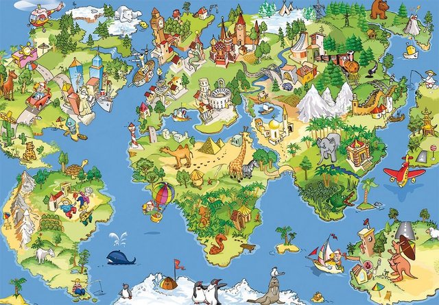 Papermoon Fototapete »Kids World Map«, glatt-Tapeten-Inspirationen