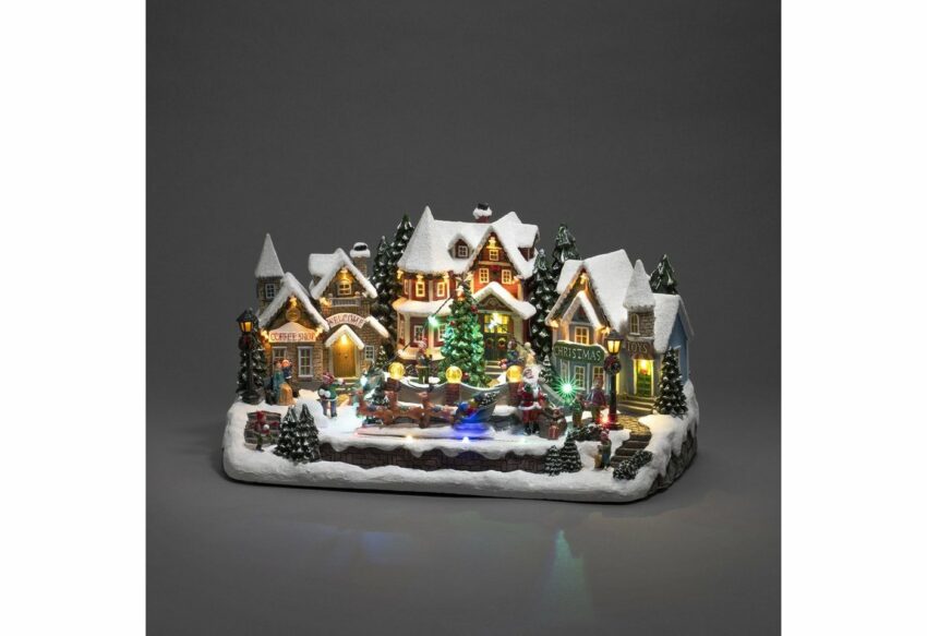 KONSTSMIDE Weihnachtsstadt, LED Szenerie, "Häuser um Weihnachtsbaum mit bewegendem Rentierschlitten", mit Musik-Weihnachtsdörfer-Ideen für dein Zuhause von Home Trends
