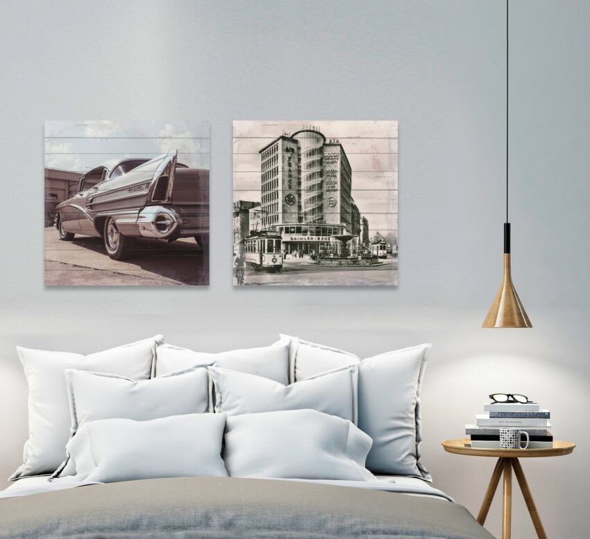 queence Holzbild »Alter Stadtkern«, 40x40 cm-Bilder-Ideen für dein Zuhause von Home Trends