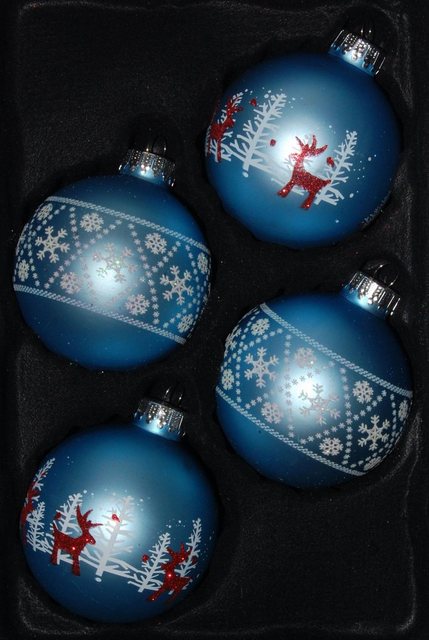 Krebs Glas Lauscha Weihnachtsbaumkugel »CBK81921« (4 Stück), aus Glas, mit Weihnachtsmotiv-Weihnachtskugeln-Inspirationen