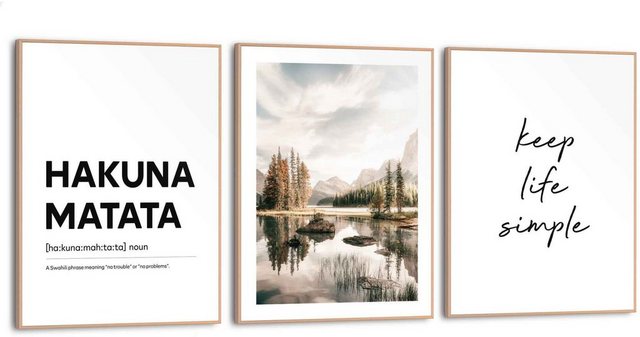 Reinders! Wandbild »Hakuna Matata Text - Bergen - Lebensmotto - Freiheit - Glück«, (3 Stück)-Bilder-Inspirationen