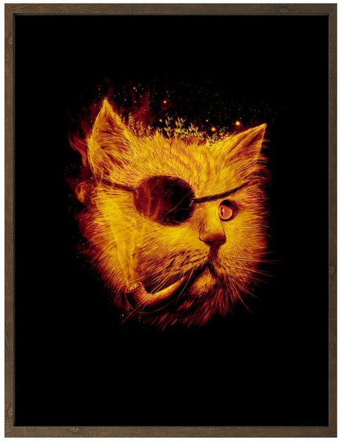 Wall-Art Poster »Katze Pirat Kater Dedektiv Schwarz«, Tiere (1 Stück), Poster, Wandbild, Bild, Wandposter-Bilder-Inspirationen