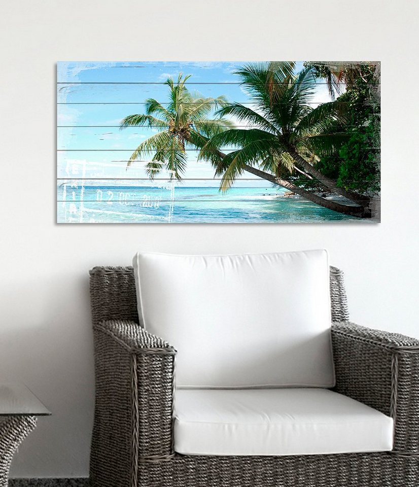 queence Holzbild »Palmen Strand«, 40x80 cm-Bilder-Ideen für dein Zuhause von Home Trends