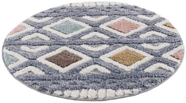 Teppich »Focus«, Carpet City, rund, Höhe 20 mm, 3D-Optik im Skandi-Stil, Uni, Wohnzimmer-Teppiche-Inspirationen