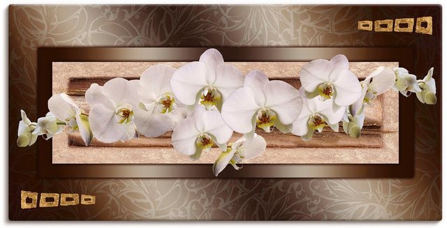 Artland Wandbild »Weiße Orchideen mit goldenen Vierecken«, Blumen (1 Stück)-Bilder-Inspirationen