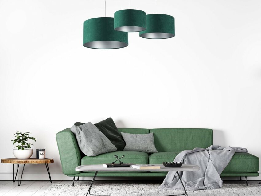 Jens Stolte Leuchten Pendelleuchte »Karin«, Textilpendel, 40cm Ø, grün, Stoffpendelleuchte S grün/silber-Lampen-Ideen für dein Zuhause von Home Trends